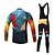cheap Men&#039;s Clothing Sets-Men&#039;s Long Sleeves Cycling Jersey with Bib Tights - Dark Blue Bike Clothing Suits, 3D Pad, Quick Dry, Sweat-wicking, Summer, Polyester