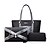 お買い得  バッグセット-女性用 バッグ PUレザー バッグセット 3個の財布セット バッグセット 日常 ブラック フクシャ ベージュ グレー