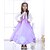cheap Dresses-Kids Girls&#039; Floral Bow Solid Colored Floral Jacquard Short Sleeve Dress Purple / Cotton