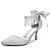 cheap Wedding Shoes-Women&#039;s Wedding Shoes Wedding Dress Party &amp; Evening Solid Colored Wedding Heels Summer Bowknot Pearl Tassel Decorative Heel Pointed Toe Comfort Walking Satin Ankle Strap Silver Black White