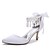 preiswerte Hochzeitsschuhe-Damen Hochzeit Schuhe Hochzeit Kleid Party &amp; Abend Einfarbig Hochzeits-Heels Sommer Schleife Perle Quaste Dekorativer Absatz Spitze Zehe Komfort Wanderschuhe Satin Knöchelriemen Silber Schwarz Weiß