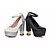 cheap Women&#039;s Heels-Women&#039;s Heels Office &amp; Career Dress Buckle Chunky Heel Round Toe Comfort Novelty Glitter PU Black White