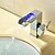 cheap Bathroom Sink Faucets-Bathroom Sink Faucet - LED / Waterfall Chrome Centerset Single Handle One HoleBath Taps / Brass