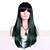 cheap Synthetic Trendy Wigs-Synthetic Wig Wavy Style With Bangs Capless Wig Black / Dark Green Synthetic Hair Women&#039;s Ombre Hair Dark Roots Green Wig Long