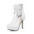 abordables Bottes Femme-Femme Bottes Talon Aiguille Bout pointu Perle / Fermeture / Lacet Dentelle / Similicuir Bottine / Demi Botte Bride de Cheville / Bottes à la Mode Printemps / Automne Noir / Blanche / Mariage