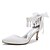 preiswerte Hochzeitsschuhe-Damen Hochzeit Schuhe Hochzeit Kleid Party &amp; Abend Einfarbig Hochzeits-Heels Sommer Schleife Perle Quaste Dekorativer Absatz Spitze Zehe Komfort Wanderschuhe Satin Knöchelriemen Silber Schwarz Weiß