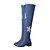 cheap Women&#039;s Boots-Women&#039;s Boots Chunky Heel Round Toe Cowboy / Western Boots Party &amp; Evening Rhinestone Zipper Denim Knee High Boots Winter Blue