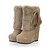 cheap Women&#039;s Boots-Women&#039;s Boots Fall / Winter Wedge Heel Round Toe Comfort Novelty Snow Boots Dress Office &amp; Career Feather / Bowknot PU Booties / Ankle Boots Black / Yellow / Beige / Fashion Boots / EU36
