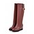 baratos Botas de mulher-Mulheres Couro Ecológico Outono / Inverno Conforto / Inovador / Botas da Moda Botas Salto Plataforma Dedo Apontado Botas Cano Médio Tachas / Presilha Preto / Marron / Vermelho