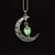 cheap Necklaces-Women&#039;s Luminous Stone Pendant Necklace Engraved Moon Crescent Moon Ladies Fashion Luminous Luminous Stone Light Green Orange Light Blue Necklace Jewelry For Halloween Club