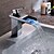 お買い得  浴室・洗面台用水栓金具-バスルームのシンクの蛇口 - LED / 滝状吐水タイプ クロム 洗面ボウル シングルハンドルつの穴Bath Taps / 真鍮
