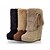 cheap Women&#039;s Boots-Women&#039;s Boots Fall / Winter Wedge Heel Round Toe Comfort Novelty Snow Boots Dress Office &amp; Career Feather / Bowknot PU Booties / Ankle Boots Black / Yellow / Beige / Fashion Boots / EU36