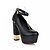 cheap Women&#039;s Heels-Women&#039;s Heels Office &amp; Career Dress Buckle Chunky Heel Round Toe Comfort Novelty Glitter PU Black White