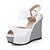 cheap Women&#039;s Sandals-Women&#039;s Sandals Wedge Heels Office &amp; Career Dress Summer Buckle Wedge Heel Peep Toe Comfort Novelty PU Black White Pink