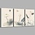 levne Reprodukce maleb-Grafika Reprodukce maleb na plátně - Květinový / Botanický motiv rustikální design Tři panely Umělecké tisky