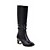 ieftine Ghete de Damă-Women&#039;s Boots Block Heel Boots Dress Solid Colored Knee High Boots Winter Block Heel Round Toe Casual Minimalism Faux Leather Loafer Black White