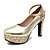 cheap Wedding Shoes-Women&#039;s Heels Chunky Heel Round Toe Wedding Party &amp; Evening Crystal Buckle Sequin PU Summer Gold / Silver