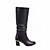 ieftine Ghete de Damă-Women&#039;s Boots Block Heel Boots Dress Solid Colored Knee High Boots Winter Block Heel Round Toe Casual Minimalism Faux Leather Loafer Black White