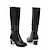 cheap Women&#039;s Boots-Women&#039;s Boots Block Heel Boots Dress Solid Colored Knee High Boots Winter Block Heel Round Toe Casual Minimalism Faux Leather Loafer Black White