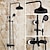 cheap Outdoor Shower Fixtures-Shower Faucet,Shower System Set,Brass Rainfall Antique Oil-rubbed Bronze Shower System Ceramic Valve Two Handles Three Holes Bath Shower Mixer Taps with Hot and Cold Switch