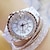 Недорогие Кварцевые часы-женские кварцевые часы роскошные элегантные бриллиантовые наручные часы с браслетом водонепроницаемые керамические ремешки со стразами женские кварцевые часы