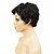 זול פיאות סינטטיות אופנתיות-פאות סינתטיות מתולתל שיער סינטטי חלק צד שחור פאה בגדי ריקוד נשים קצר ללא מכסה שחור