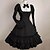 billiga Lolitaklänningar-Prinsessa Gothic Lolita Punk Ruffle Dress Klänningar Dam Flickor Cotton Japanska Cosplay-kostymer Svart Ensfärgat Mode Klocka Långärmad Midi / Gotisk Lolita / Frack