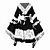 baratos Vestidos Lolita-Lolita Roupa Ternos de Empregadas Mulheres Para Meninas Cetim Japanês Fantasias de Cosplay Preto Estampa Colorida Retalhos Manga Longa Lolita / Bracelete de Braço