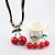 cheap Jewelry Sets-Women&#039;s Drop Earrings Pendant Necklace Cherry Fruit Ladies Sweet Pearl Earrings Jewelry Red For Daily