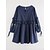 abordables Robes-Robe Fille Bébé Petit Rayé Bleu Coton Manches Longues simple Rétro Vintage Bohème Robes