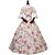 ieftine Costume Vintage &amp; Istorice-Rococo Victorian Costume Party Costume Masquerade Costume Rainbow Vintage Cosplay Cotton Fabric Natural Sponges 3/4 Length Sleeve Puff / Balloon Sleeve Ankle Length / Floral