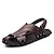 cheap Men&#039;s Sandals-Shoes Cowhide Nappa Leather Leather Summer Comfort Sandals for Office &amp; Career Outdoor Black Brown