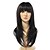 זול פיאות סינטטיות אופנתיות-פאות סינתטיות ישר Kardashian סגנון עם פוני ללא מכסה פאה שחור שחור שיער סינטטי בגדי ריקוד נשים שיער טבעי שחור פאה ארוך