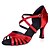 זול נעליים לטיניות-נעליים לטיניות סטן סנדלים עקב רחב מותאם אישית נעלי ריקוד כסף / חום / אדום / הצגה / עור