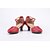 abordables Chaussures de bal, de danse moderne-Femme Chaussures Modernes Talon Basket Talon Cubain Cuir Verni Paillette Brillante Ruché Volants Bourgogne / Noir / Argenté / EU42