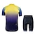 cheap Men&#039;s Clothing Sets-Wisdom Leaves Men&#039;s Women&#039;s Cycling Jersey with Shorts Short Sleeve Mountain Bike MTB Road Bike Cycling Blue Yellow Gradient Bike Clothing Suit Polyester Quick Dry Back Pocket Sports Gradient