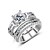 voordelige Ringen-Dames Bandring Kubieke Zirkonia 2pcs Zilver Elegant Vintage Bruiloft Ceremonie Sieraden Oneindigheid / Verloving