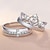 ieftine Inele-2 buc Inele Cuplu Band Ring For Pentru cupluri Diamant Zirconia cubică diamant mic Nuntă Cadou Mascaradă Articole de ceramică Coroane