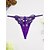 baratos Lingerie Sexy-Mulheres Tanga &amp; Fio Dental Calcinha ultra sexy Roupa de baixo Renda Cor Sólida Renda Cintura Baixa Super Sexy Preto Roxo Tamanho Único