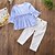 tanie Zestawy-Toddler Girls&#039; Clothing Set Half Sleeve Blue White Striped Solid Colored Ruched Ripped Cotton Daily Going out Simple Casual Regular / Spring / Summer