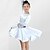 preiswerte Kindertanzkleidung-Latein-Tanz Kleid Mit Bändern und Schleifen Horizontal gerüscht Mädchen Leistung Langarm Elasthan