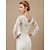 cheap Bridal Wraps-Long Sleeve Shrugs Lace / Tulle Fall Wedding / Party / Evening Women‘s Wrap With Appliques / Button