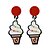 זול עגילים אופנתיים-בגדי ריקוד נשים עגילי טיפה גלידה פוקסיה נשים אופנתי עגילים תכשיטים לבן / אדום עבור יומי פגישה (דייט)