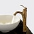 cheap Classical-Antique Brass Bathroom Sink Faucet, Traditional Style Single Handle One Hole Bath Taps with Hot and Cold Switch and Ceramic Valve