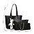 abordables Ensembles de Sacs-Femme Sacs PU Ensembles de Sac Ensemble de 3 pcs Creuse Blanc / Noir / Rose Claire / Ensembles de sacs