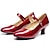 cheap Ballroom Shoes &amp; Modern Dance Shoes-Women&#039;s Latin Shoes Ballroom Dance Shoes Salsa Shoes Line Dance Party Heel Buckle Solid Color Cuban Heel Buckle Adults Burgundy Black Red