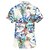 voordelige Overhemden met print voor heren-Voor heren Overhemd Bloemig Vierkante hals Dagelijks Korte mouw Tops blauw Paars / Zomer / Lente / Zomer