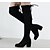 זול מגפי נשים-בגדי ריקוד נשים נעליים עור נובוק אביב / סתיו נוחות / מגפיים אופנתיים מגפיים עקב עבה מגפיים באורך מעל הברך שחור