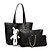 baratos Conjunto de Bolsas-Mulheres Bolsas PU Conjuntos de saco 3 Pcs Purse Set Vazados Branco / Preto / Rosa / Conjuntos de sacolas