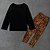 זול סטים-ילדים פעוטות בנות סט של בגדים שרוול ארוך שחור אפור כהה בז&#039; חיה רגיל